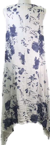 Cotton Blue and White Floral Tank Dress