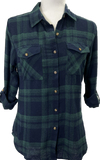 Navy/Emerald lined Plaid Button Shirt