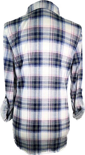 Navy, Pink and White Plaid