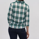 Blue-Green Plaid Button Down Collar Shirt
