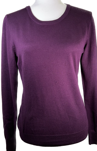 Long Sleeve Dark Purple Crew Neck Sweater
